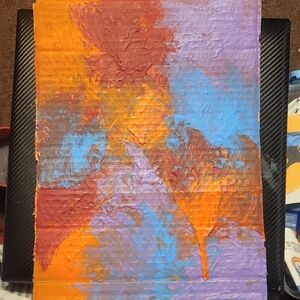 Abstract Orange and Blue Canvas Art